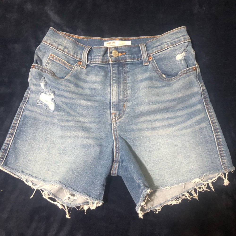 Signature by Levi Strauss & Co. Distressed Mid Rise Cutoff Denim Shorts
